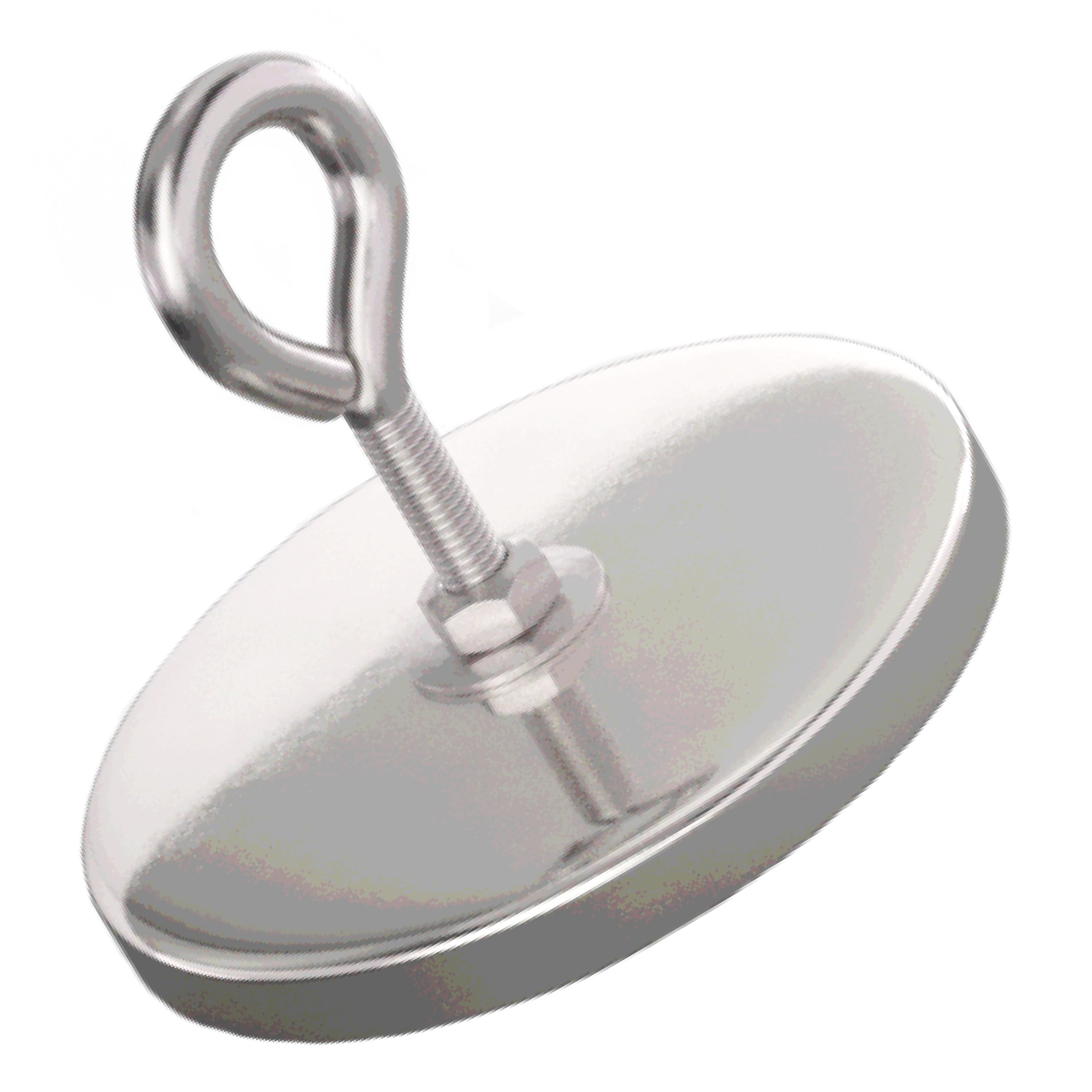 Master Magnetics Ceramic Round Base Magnet with Eyebolt Pack - Heavy-Duty Strong Magnets - 200 lb Pull Each - Chrome-Plated - 4.90” D - 4.187” H - 1-Pack