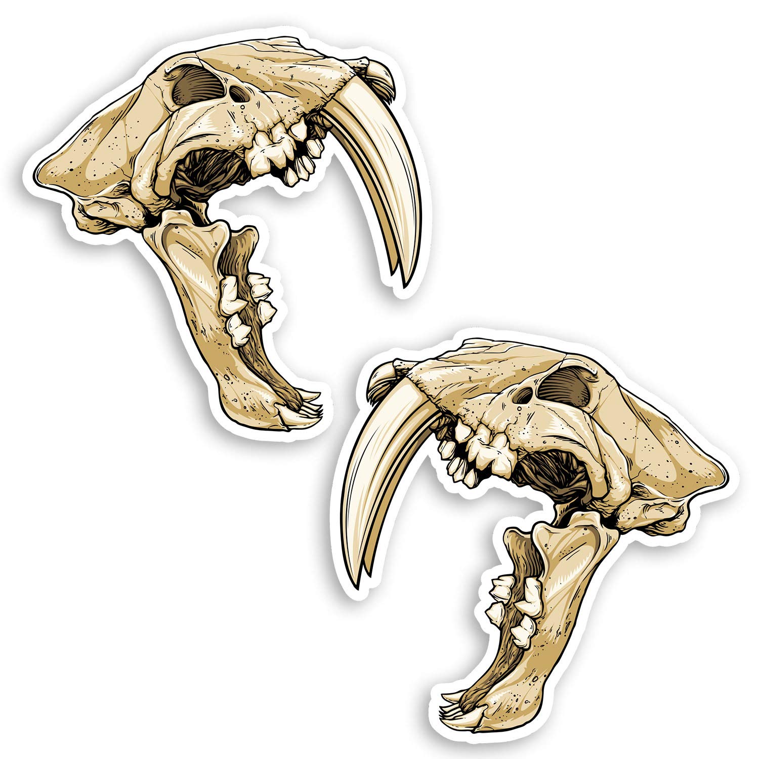 Dv Multi 2 X 10Cm Saber Toothed Tiger Vinyl Stickers - Fossil Smilodon Sticker #29818