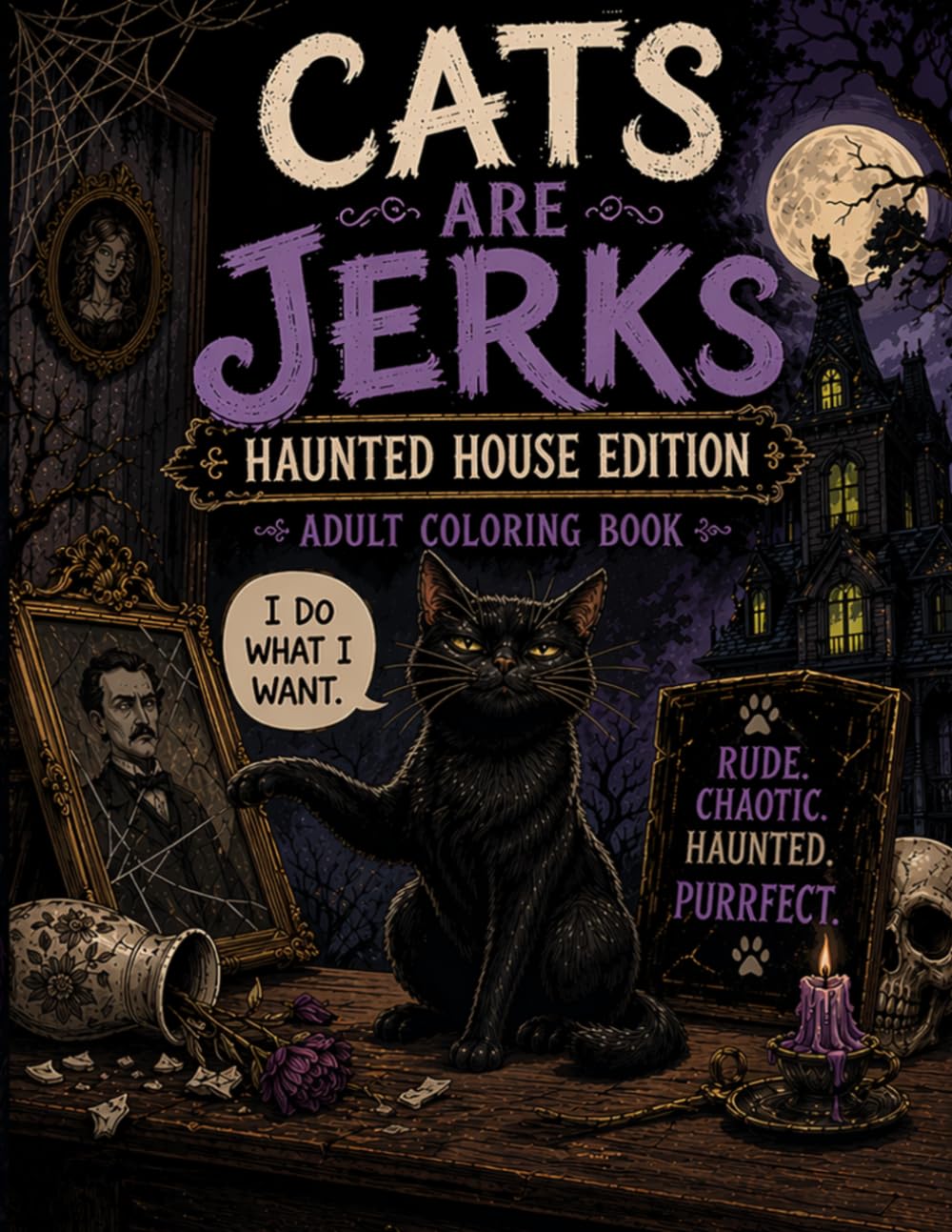 Cats are Jerks: Haunted House Edition Adult Coloring Book