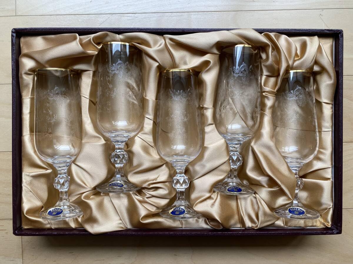 Amazon | BOHEMIA CRYSTAL ボヘミア クリスタル シャンパングラス 5客 