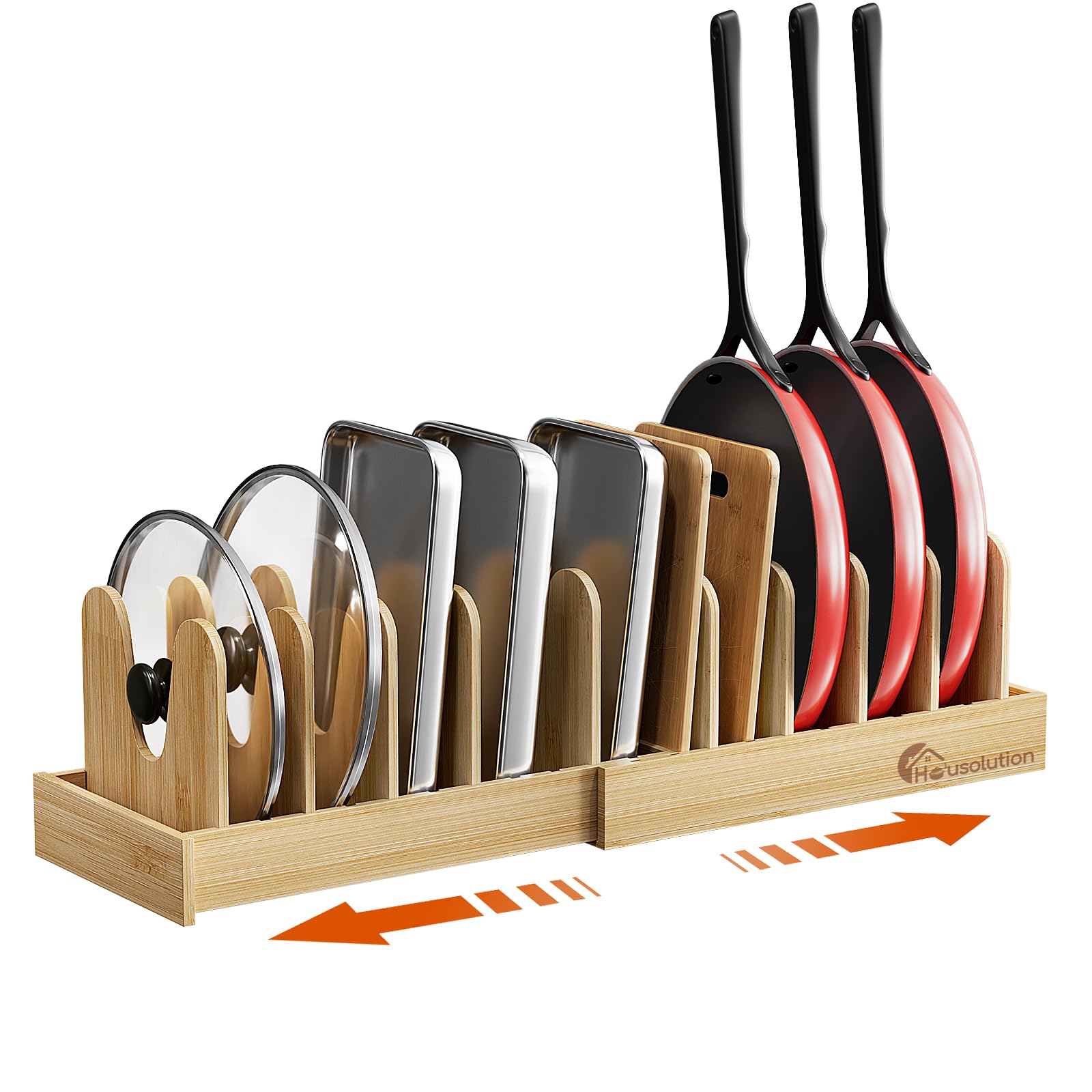 Housolution Bamboo Pot and Pan Organizer