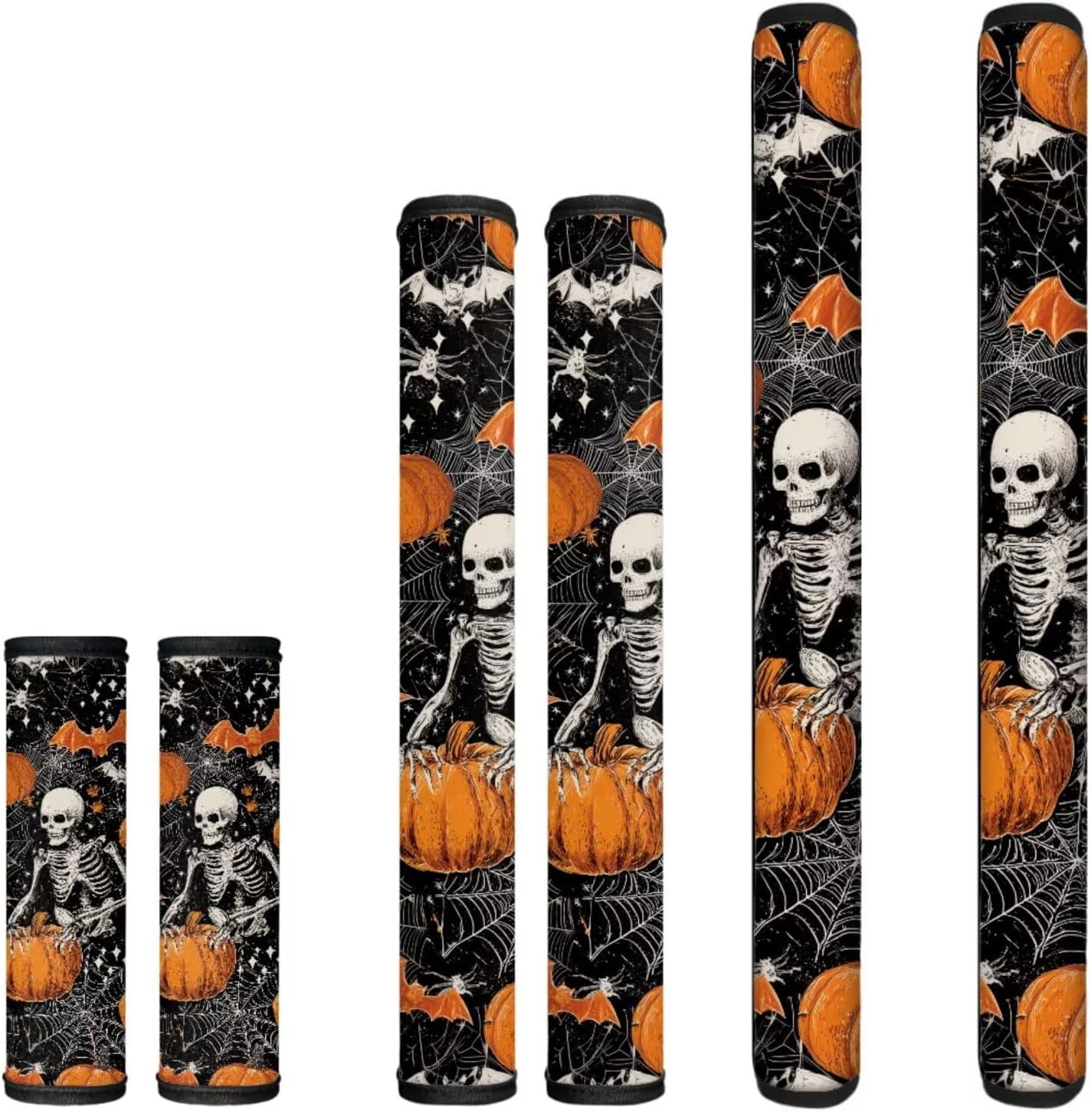 Halloween Pumpkins Skull Print Refrigerator Door Handle Covers Set of 6, Trick & Treat Keep Fingertips Dust Food Stains Protector Microwave Oven, Suitable for Home Kitchen Halloween Decor