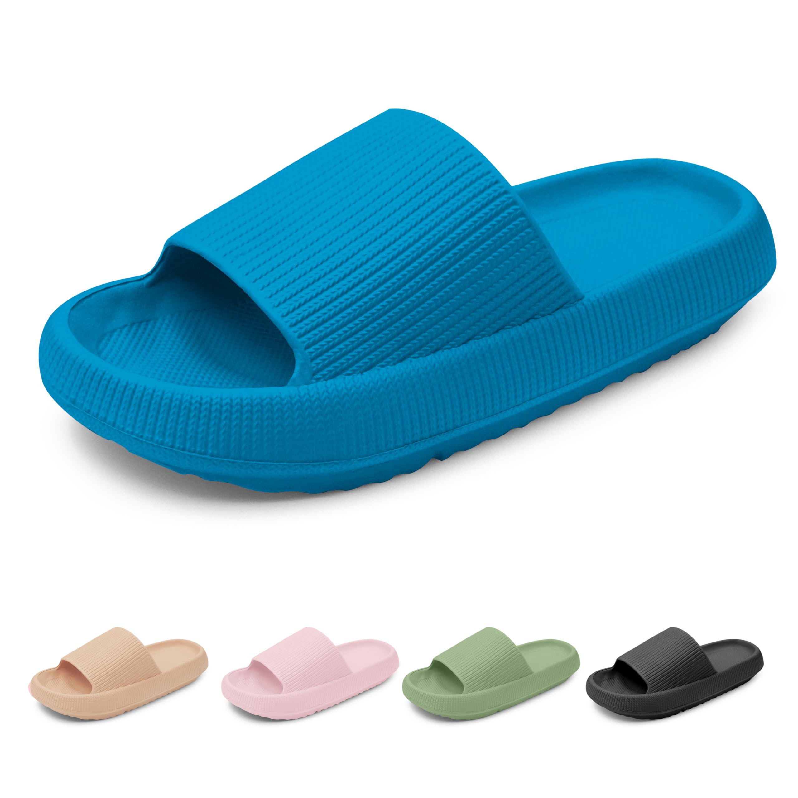 SUMMERJOYCloud Slides for Women and Men, Soft Cloud Slippers, Massage Black Bubble Slides Easy Clean Thick Sole Non-slip Pillow Slippers, Shower, Swimming, Beach, Indoor and Outdoor Pillow Slides,
