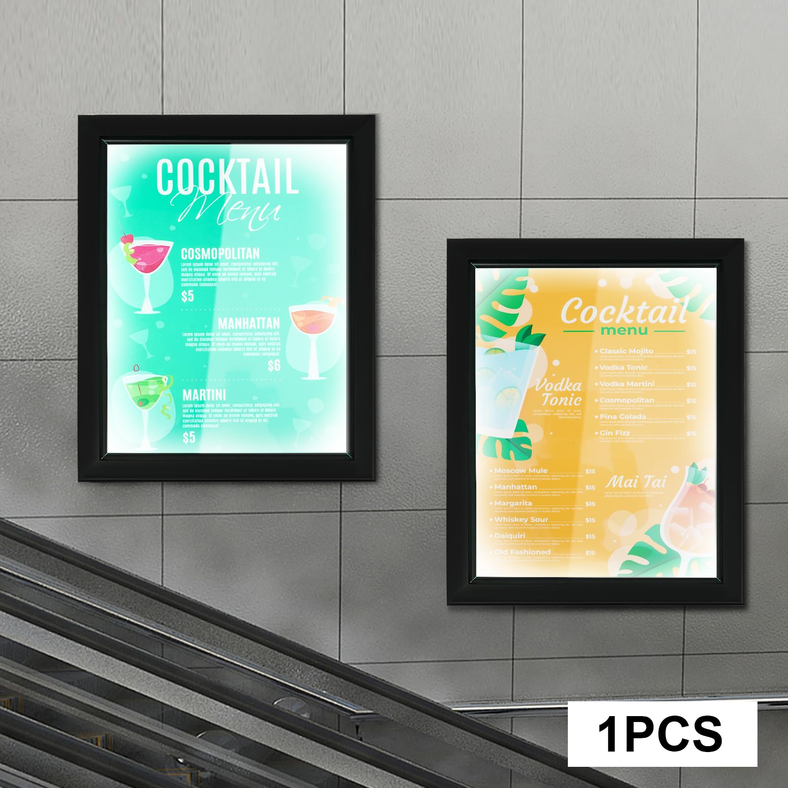 Marco de póster LED iluminado con luces LED para carteles publicitarios, marco de montaje en pared para publicidad, tamaño de póster adecuado: 34 x 44 cm para la visualización de carteles,