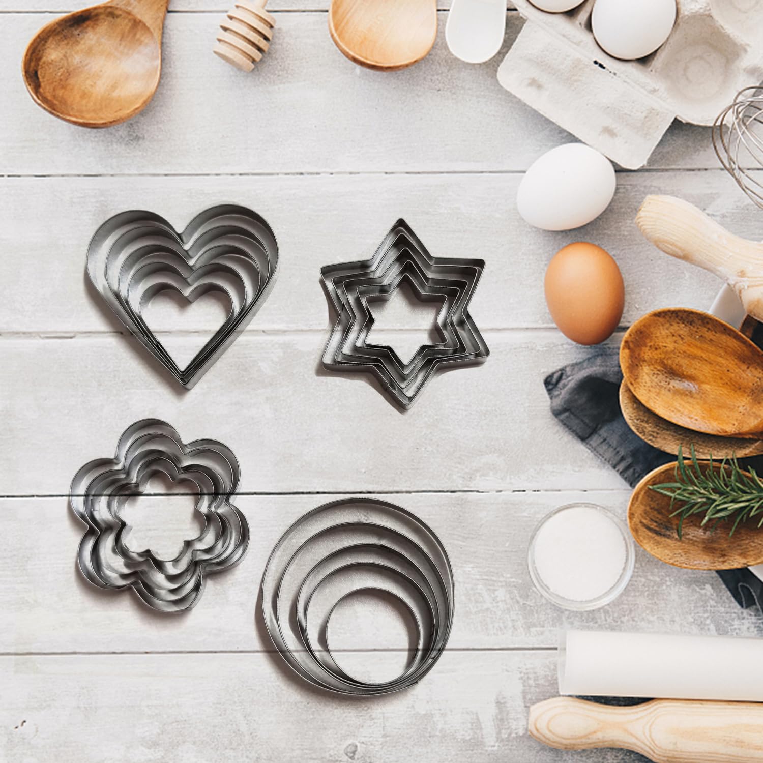 Stampini Per Torta 4 Pezzi KSTEU - Forme Cuore E Fiore, Per Decorazione Dolci, PVC - Foto 6