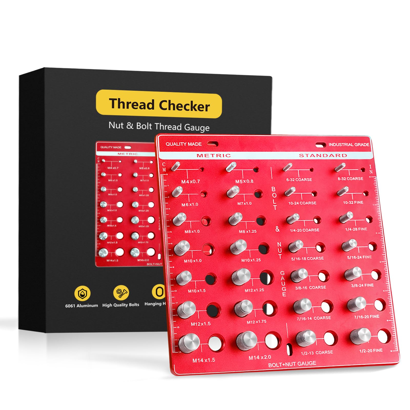 Thread Checker：Nut and Bolt Thread Checker Thread Identifier Gauge Nut Bolt Screw Identibolt 14 Metric & 14 Metric Standard Sizes Inch and Centimeter