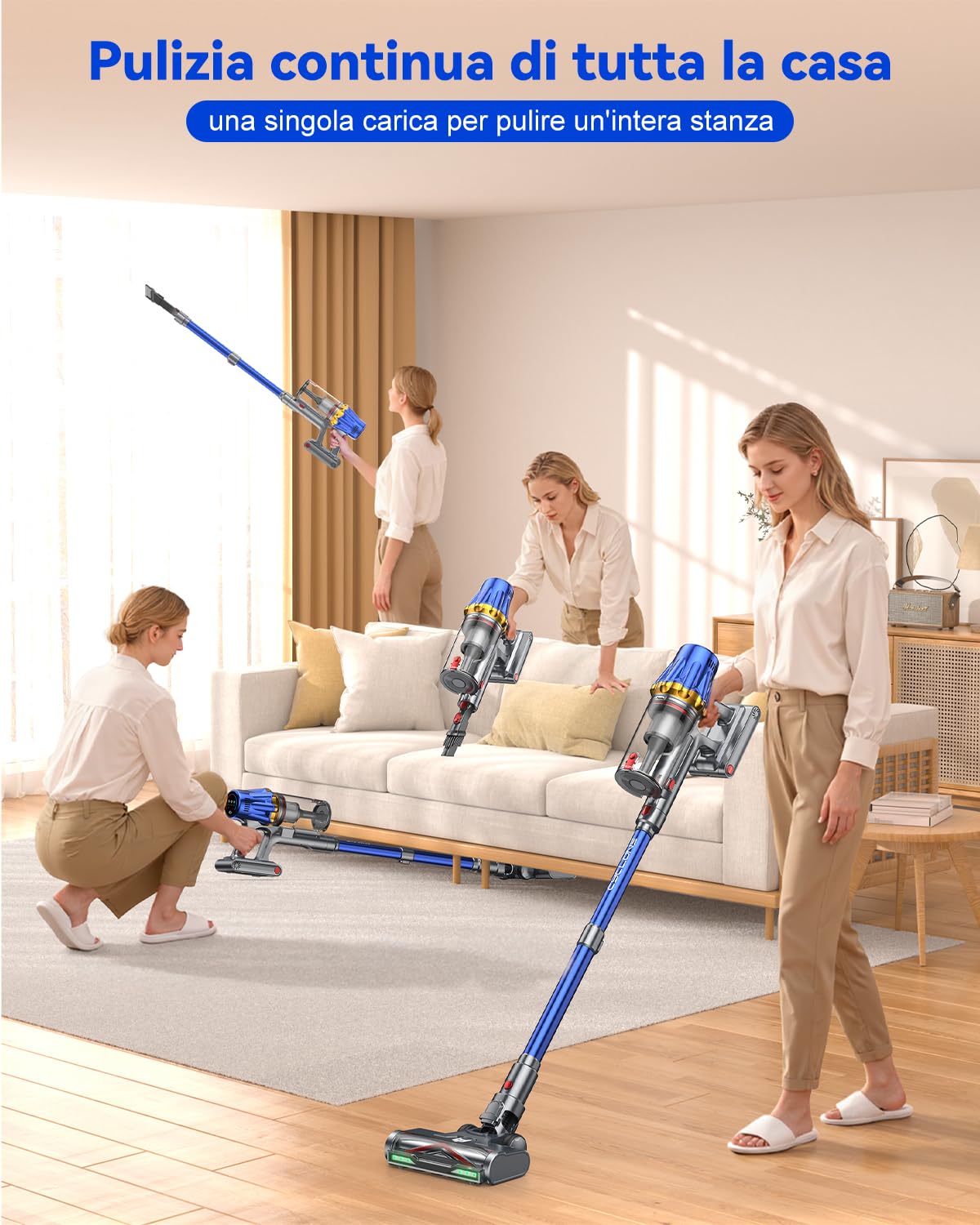 H9 Aspirapolvere Senza Fili 58Kpa 650W, 80Min Scopa Elettrica Potente Autoportante con Display Touch, Spazzola Anti-Groviglio & LED Verde Vacuum Cleaner per Tappeti Pavimenti Duri