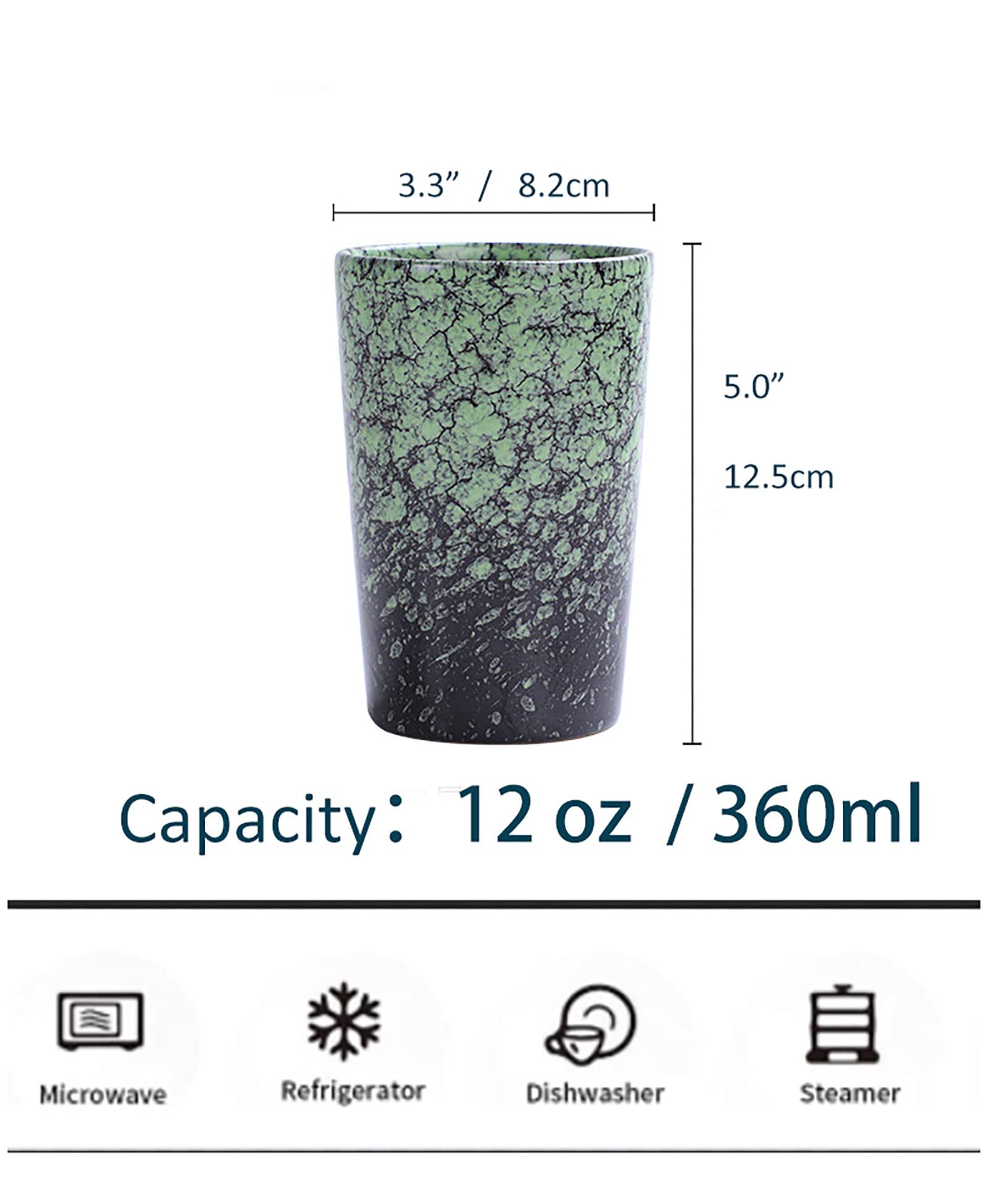 Juego de 2 Tazas de cerámica japonesas de Estilo Chino/japonés, Tazas de té sin asa de 12 oz (Color: Blanco y Azul)