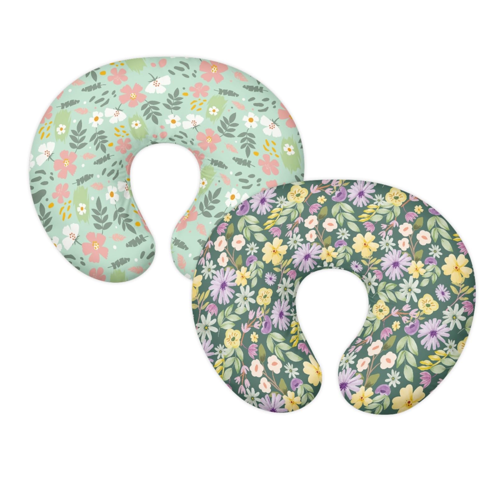 GOSTONG Baby Nursing Pillow Cover with Fashion Flower Pattern Breastfeeding Pillow Slipcover for Baby Girls Boys Soft Comfortable Feeding Cushion Cover for Newborn