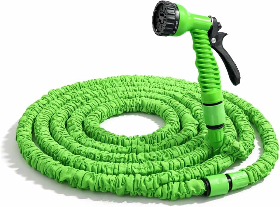 Mangueira Expansível 30m com Pistola 7 Jatos Alta Pressão Flexível para Jardim Lavagem de Carro e Quintal - Material Resistente com Tecido Externo Flexível e Tubo Interno Elástico