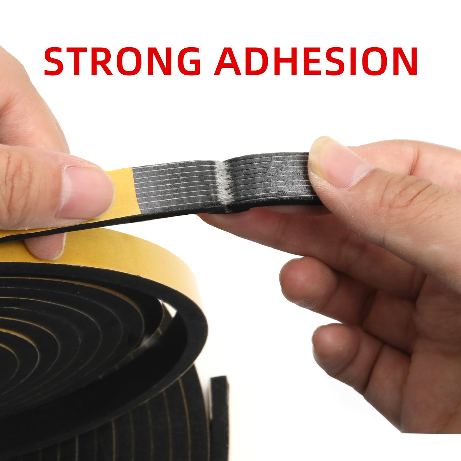 QILIMA 2 Rotoli Nastro Autoadesivo in Schiuma Nero 12 mm x 6mm x 5m Guarnizione in Gomma per Porte e Finestre Guarnizione per Porta Insonorizzata Antipioggia, Striscia di Tenuta per Aria Condizionata