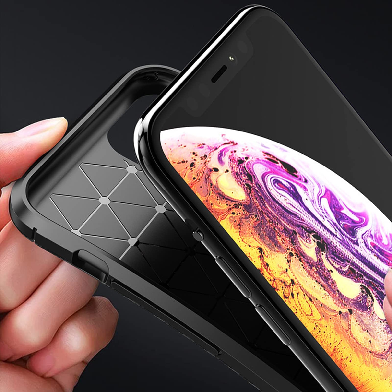 Hülle für iPhone 14/14 Pro/14 Plus/14 Pro Max,Kohlefaser Textur Premium Soft TPU Kratzfeste Stoßfeste Weiche Silikon Schutzhülle Case,Schwarz,14 6.1''