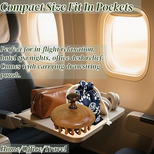 Miniatura 5 de Cepillo de cuero cabelludo de sándalo natural  Masajeador de cabeza de madera para relajación  Herramienta portátil para el cuidado del cuerpo con