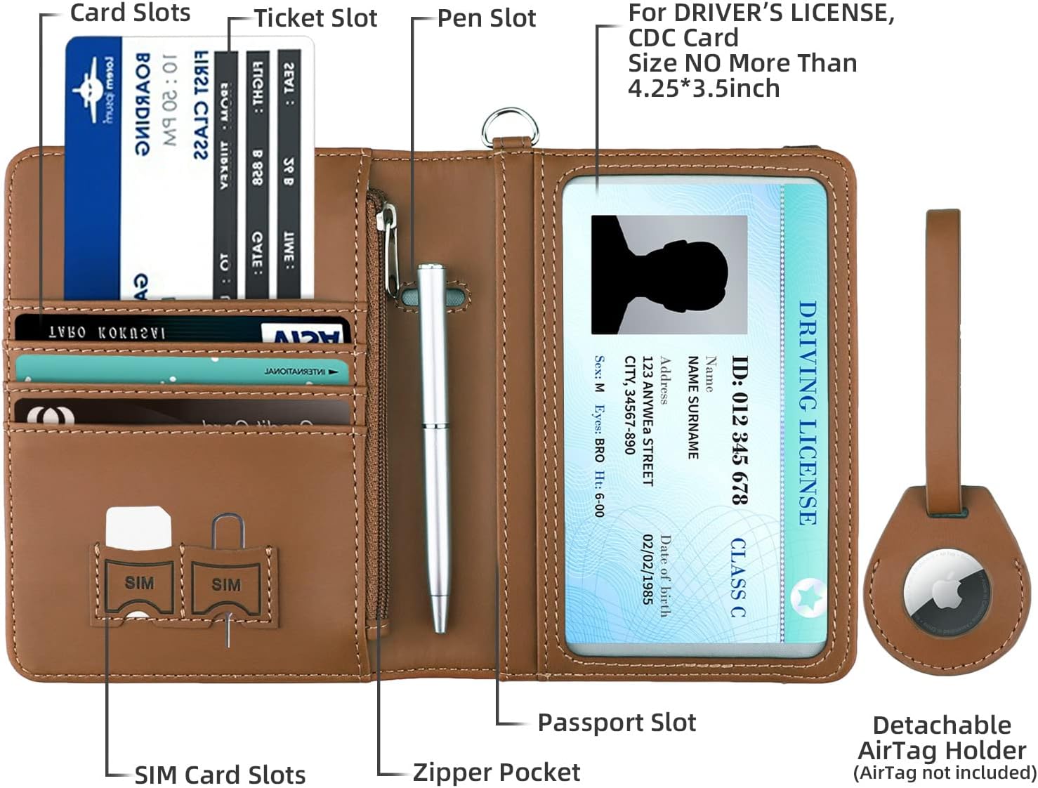 Travel Accessories Bundle: Passport Holder & AirTag Passport Holder and Vaccine Card Holder Combo image 5