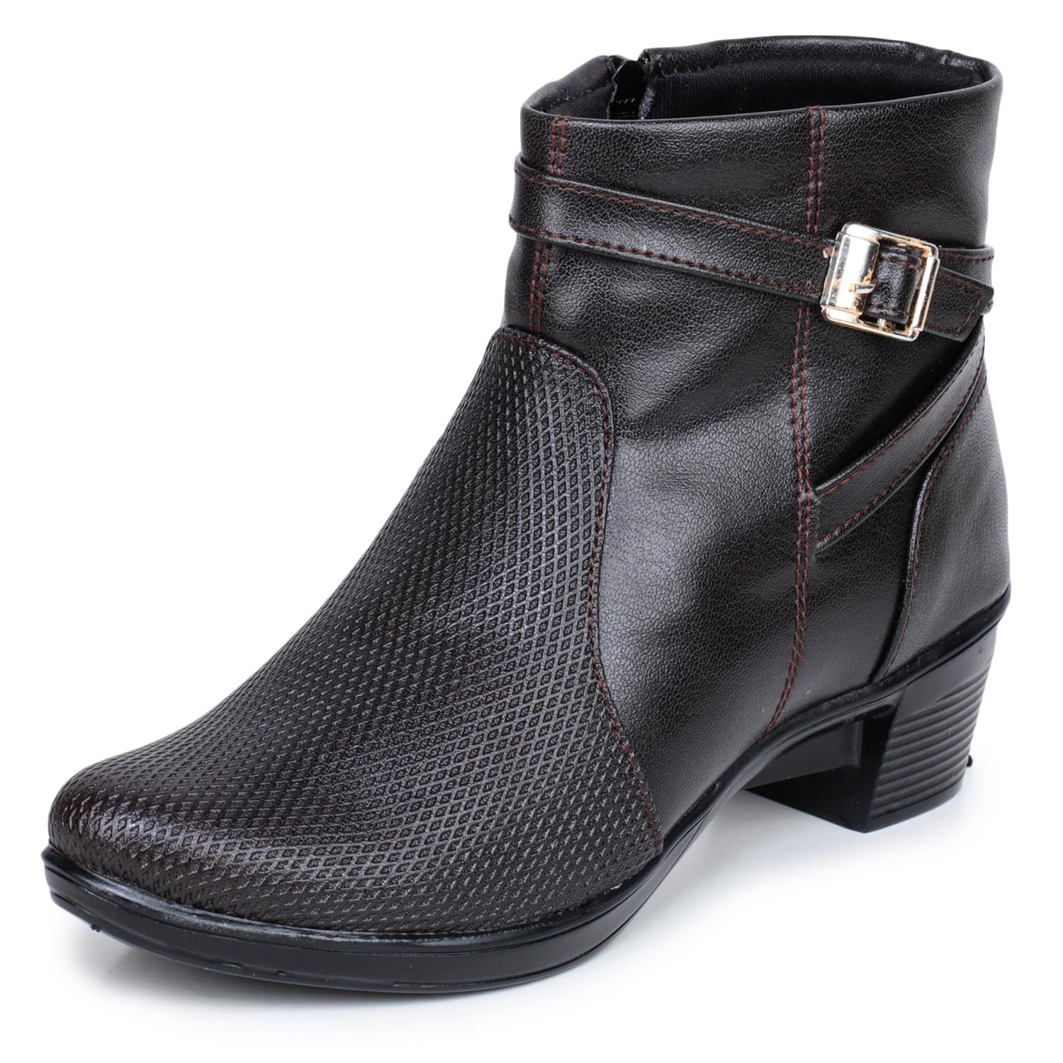 Stylish Boots for Woman | Synthetic Leather Trendy Winter Shoes with Buckle Strap & Zipper | Lightweight & Comfortable Ladies Footwear-image-23