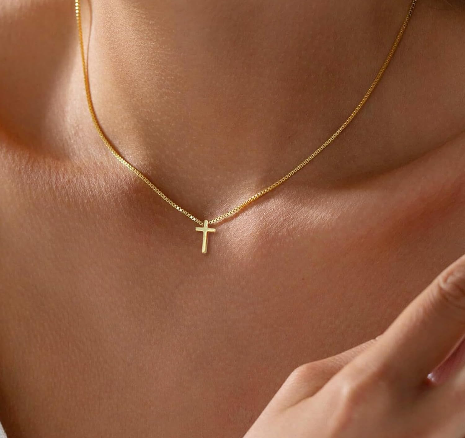 Dainty Gold Plated Minimalist Tiny Mini Cross Charm Necklace for Women - Subtle Everyday Pendant Jewelry - Image 4