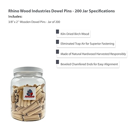 Vista 37 de 1/4" x 1" - Paquete de 500 pasadores de madera - Secados al horno, estriados y biselados (1/4" x 1", 500 unidades)