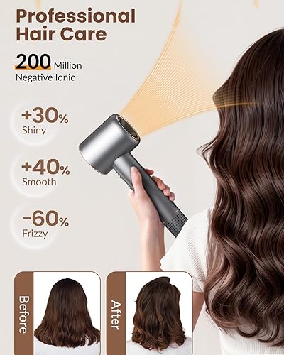 Miniatura 6 de Secador de pelo, 110000 rpm, motor sin escobillas, secador de soplado iónico negativo para secado rápido, secador de pelo con control térmico de
