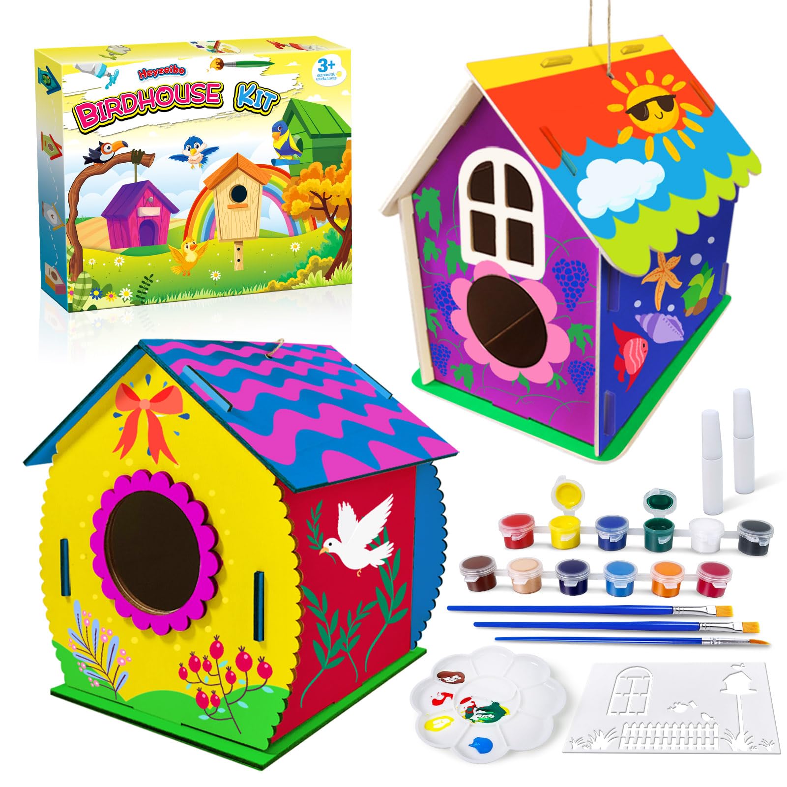 Paquete de 3 manualidades de casa de pájaros para niños de 8 a 12 5 a 8 años, kit de manualidades de madera para que los niños construyan, haga su propia