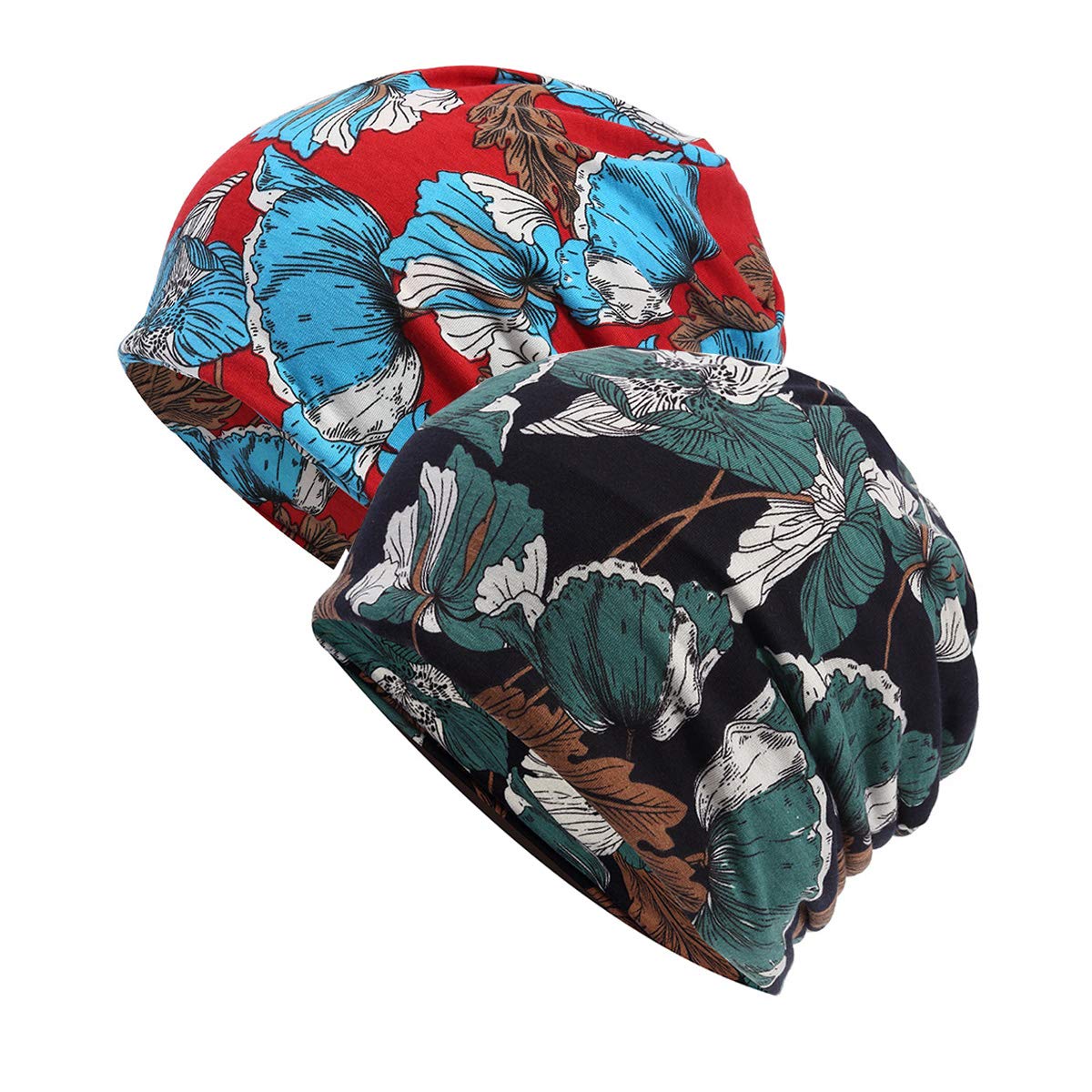 2 Pack Beanie Cotton Hats Chemo Caps Cancer Headwear Skull Cap Turban Scarf for Women Mens