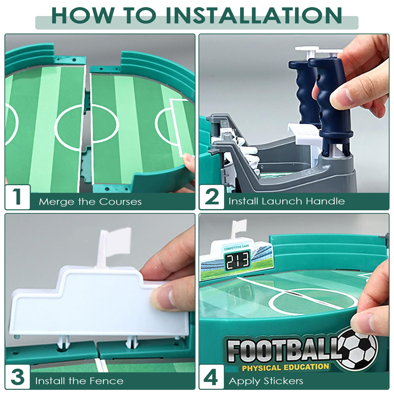 Calcio Balilla MeoZynxadril Mini - Con 10 Palloni, Gioco Interattivo Per Bambini E Adulti, 41.5x20.5x8 Cm - Foto 10