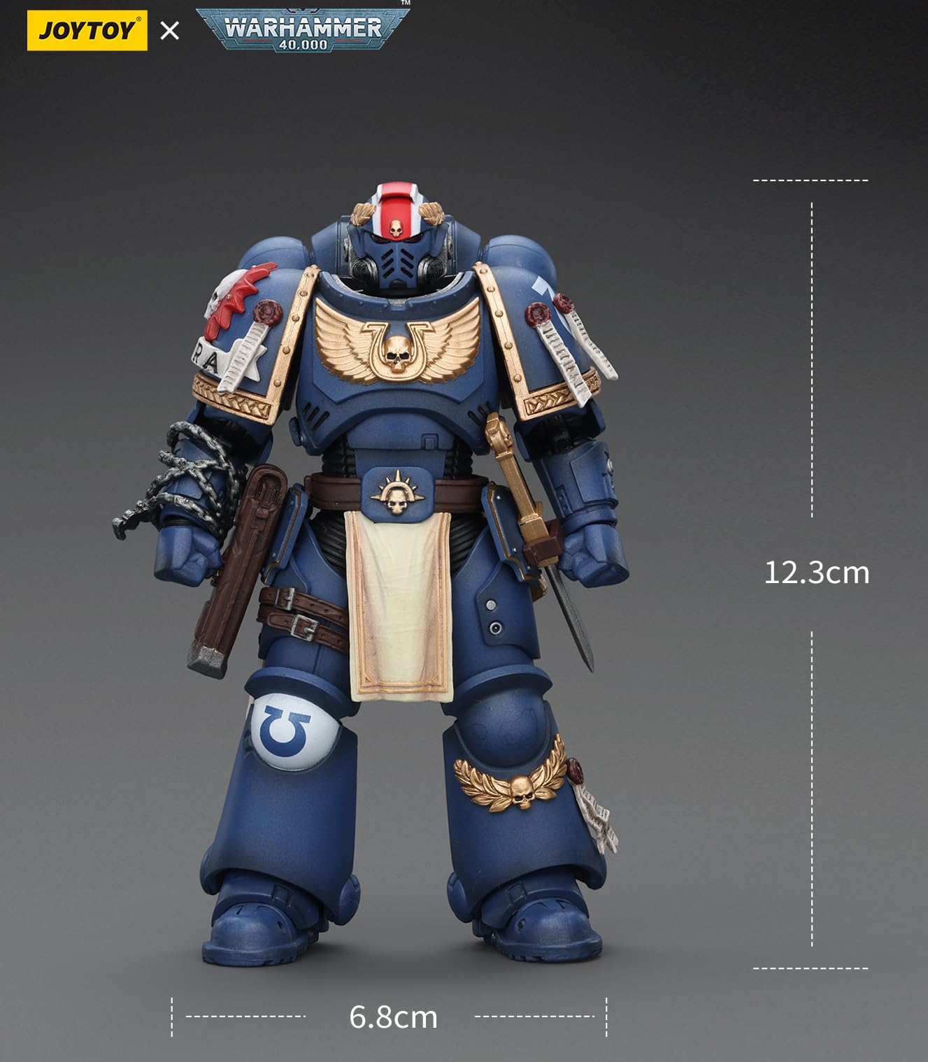 JOYTOY Titus with Laurels of Victory Warhammer 40K 1/18 Figurka akcji Ultramarines Titus with Laurels of Victory 11,2 cm Model kolekcjonerski Prezenty urodzinowe