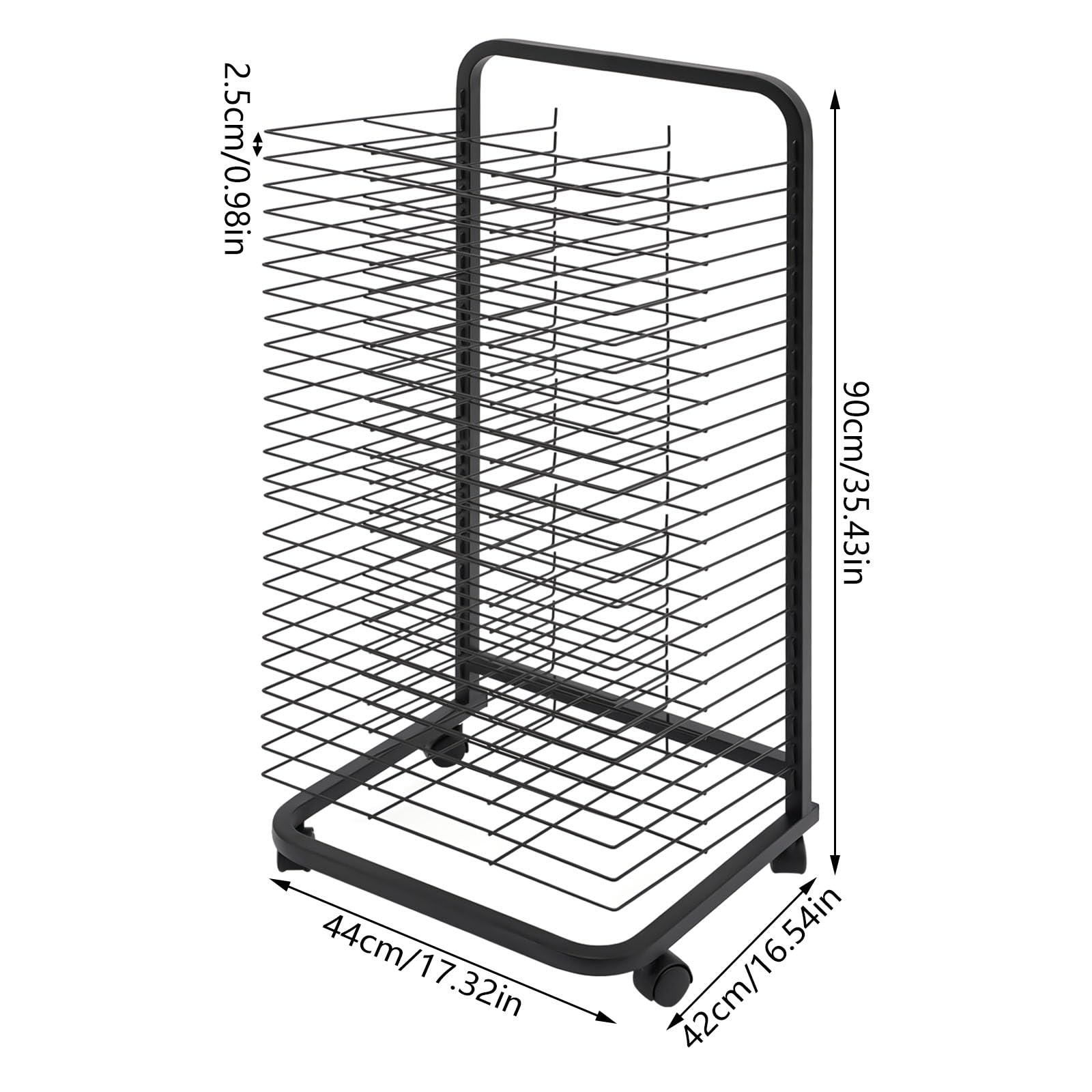 Fuerza Mobile 25-Shelf Art Drying Rack For Classrooms And Art Studios Heavy Duty Steel Rolling Art Rack Cart