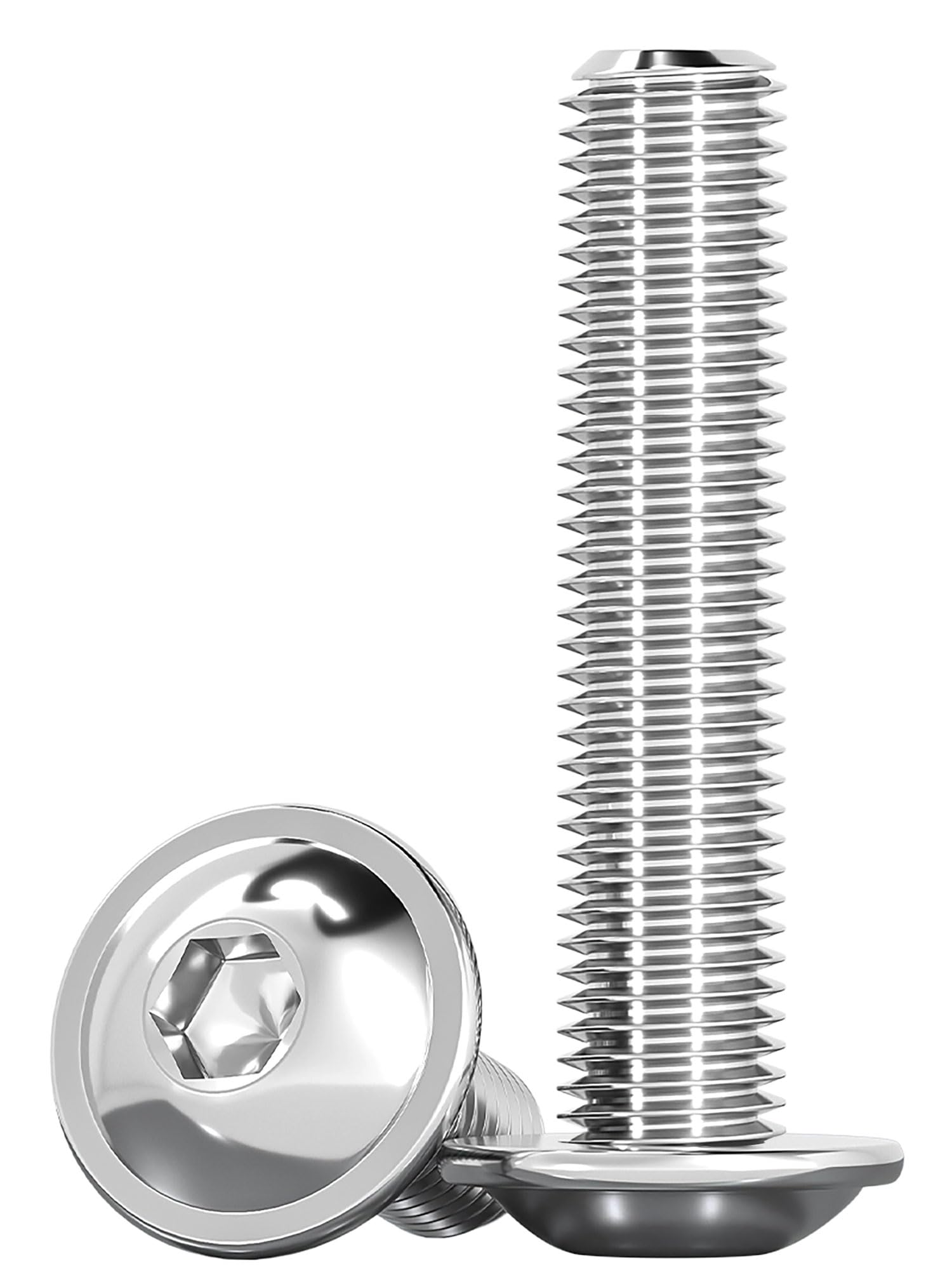 Humyu M8 Hex Bolts, M8 x 40mm Flanged Button Head Allen Key Socket Bolts, 304 Stainless Steel Bolts, Fully Threaded Fasteners, for Machinery, Construction Equipment (Pack of 10)