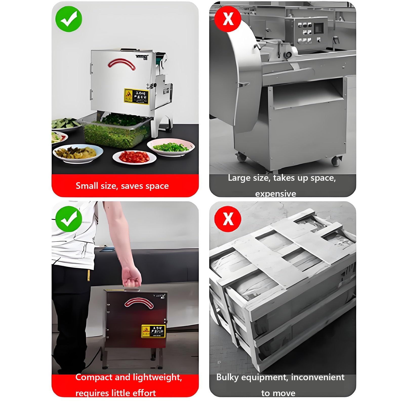 Picadora de verduras comercial, grosor ajustable, acero inoxidable, alta capacidad para preparar alimentos en restaurantes