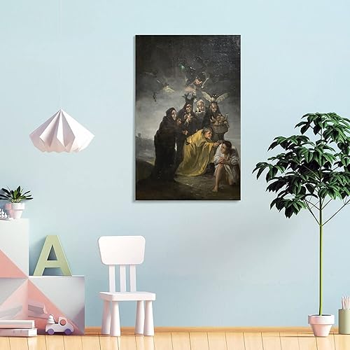 Miniatura 4 de Posterazzi - Póster de pintura al óleo clásica de Francisco De Goya, The Witches' Sabbath Francisco De Goya, arte de pared para decoración de pared,