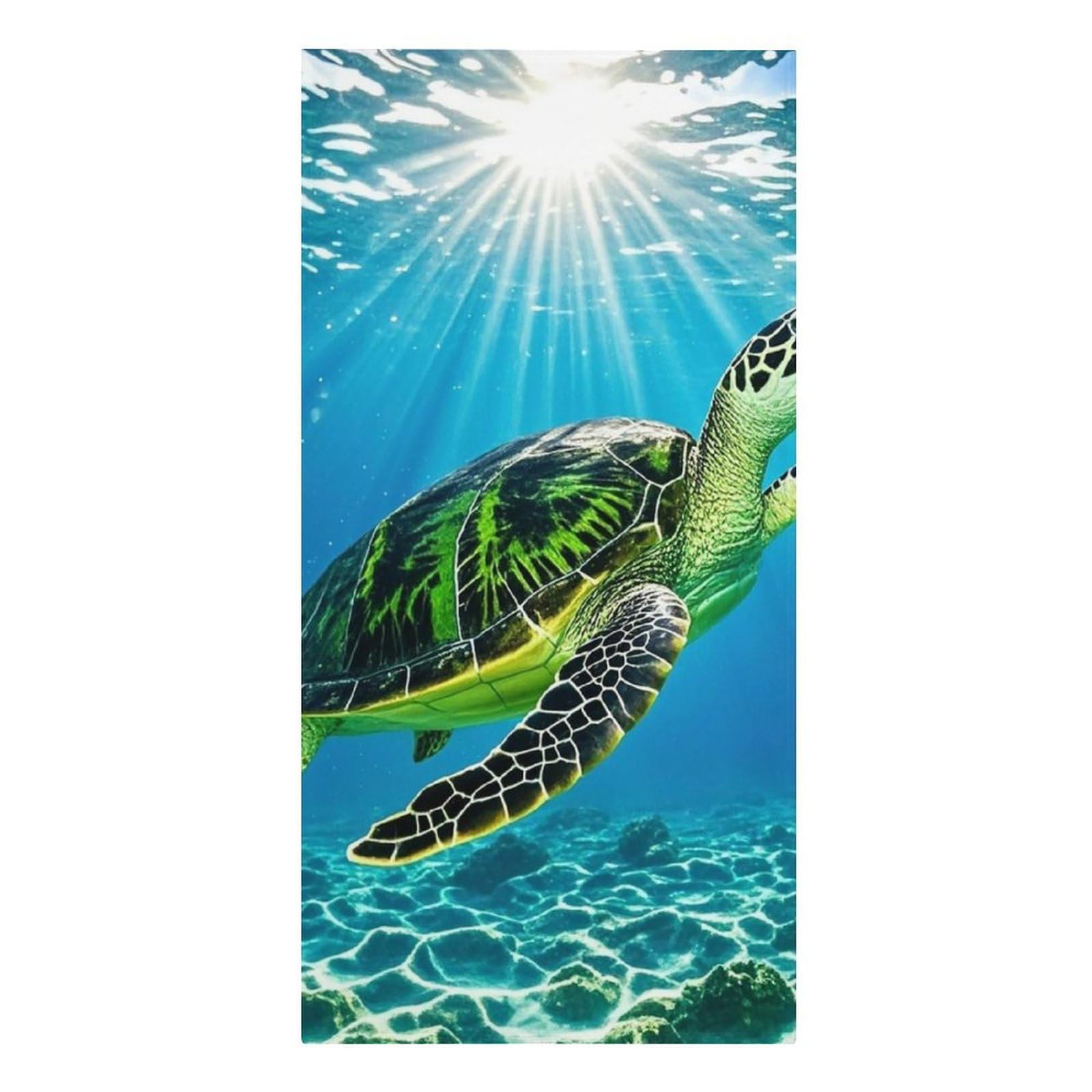 FodPand Lightweight Microfiber Large Overszed Turtle Swimming in The Sea Beach Towel 30.3x61.4 in Sand Blanket Travel, Swim, Bathroom, Girls Women Adults Gift Soft Big Pool Swim Towels