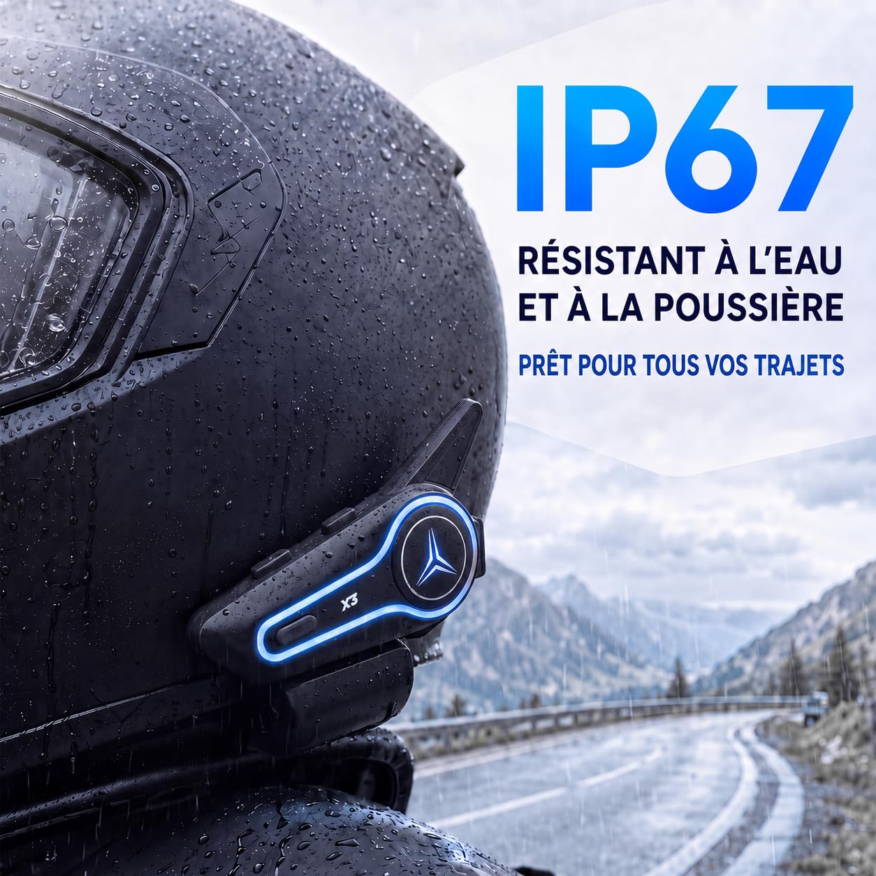 X3 Intercom Moto Bluetooth, 1000 m, Compatible Autres Intercoms