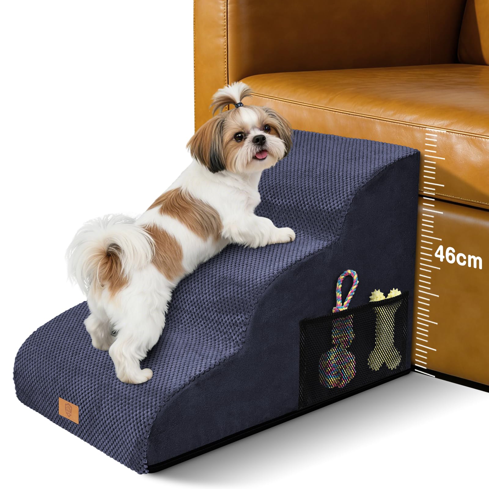 Zvonema Scaletta per Cani Antiscivolo 3 Gradini,Scaletta per Animali, per cani e gatti, portatile, rimovibile, con rivestimento lavabile, Rampa per Cani in spugna,Portata Fino a 23 kg