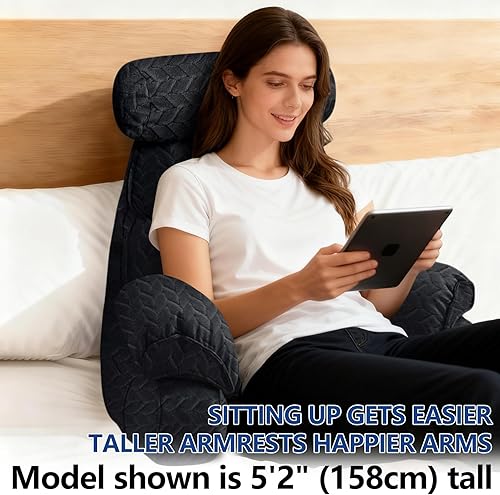 Miniatura 4 de FXXUDVNIIN Almohada de espalda para sentarse en la cama, con reposabrazos de 9.4 pulgadas, almohada de cama para sentarse, brazos de pulgadas para
