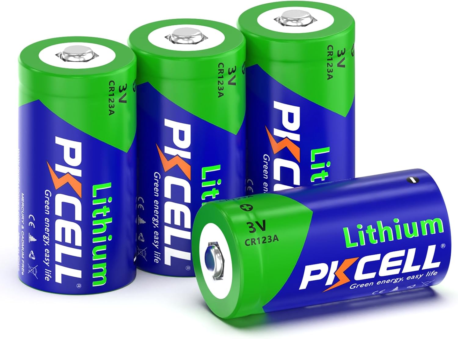 PKCELL CR123A 3V Lithium Battery 24-Pack 123A Batteries Lithium Battery CR17345