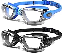Braylin Anti-Fog Swim Goggles 2-Pack: No Leak, UV Protection, Comfortable Fit for Adults, Men, Women & Youth