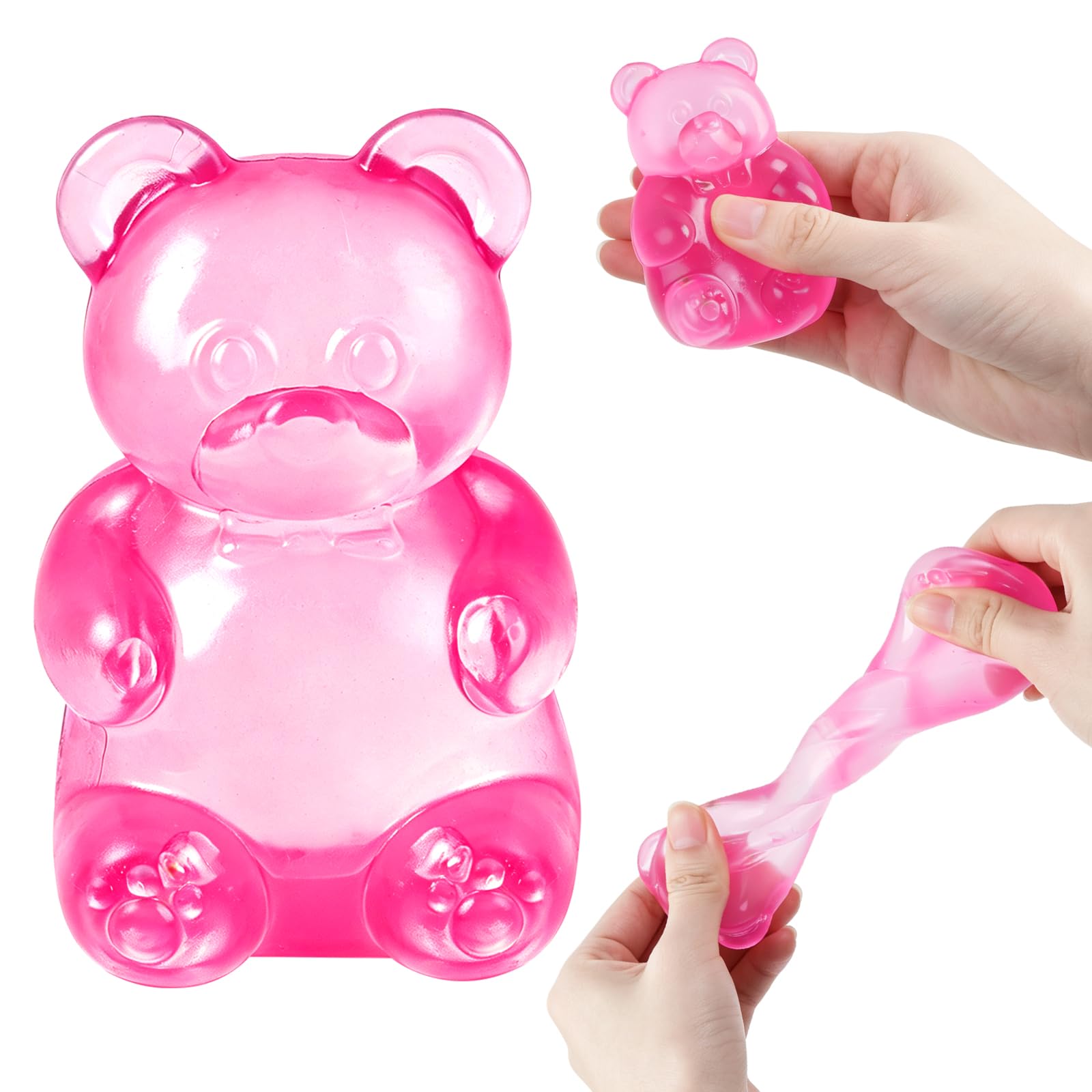 Gummy Bear Squishy Stress Ball, Slow Rising Fidget Squeeze Ball for Anxiety Relief, Sensory Calming Tool, Portable Desk Decor Birthday Gift