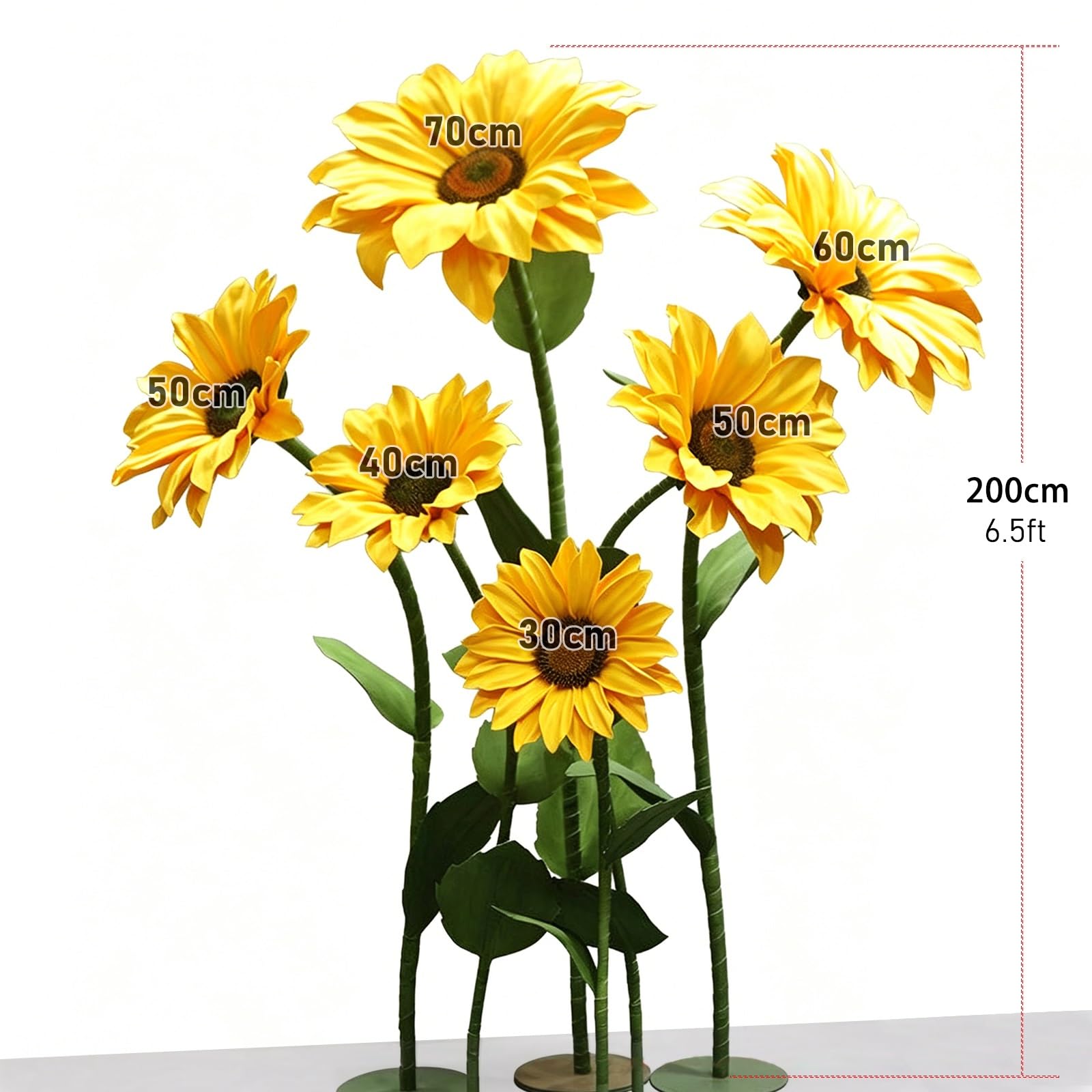 6er Set Künstliche Blumen zur Dekoration Große Sonnenblumen mit Biegsamen Stielen & Stabilen Basen für Hochzeitshintergrund, Gartenparty, Schaufenster