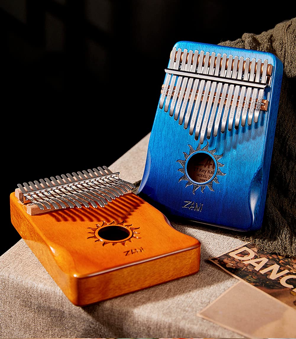 Kalimba - 21 tasti per pianoforte a dito con pollice e tastiera in mogano, per principianti, colore: Blu