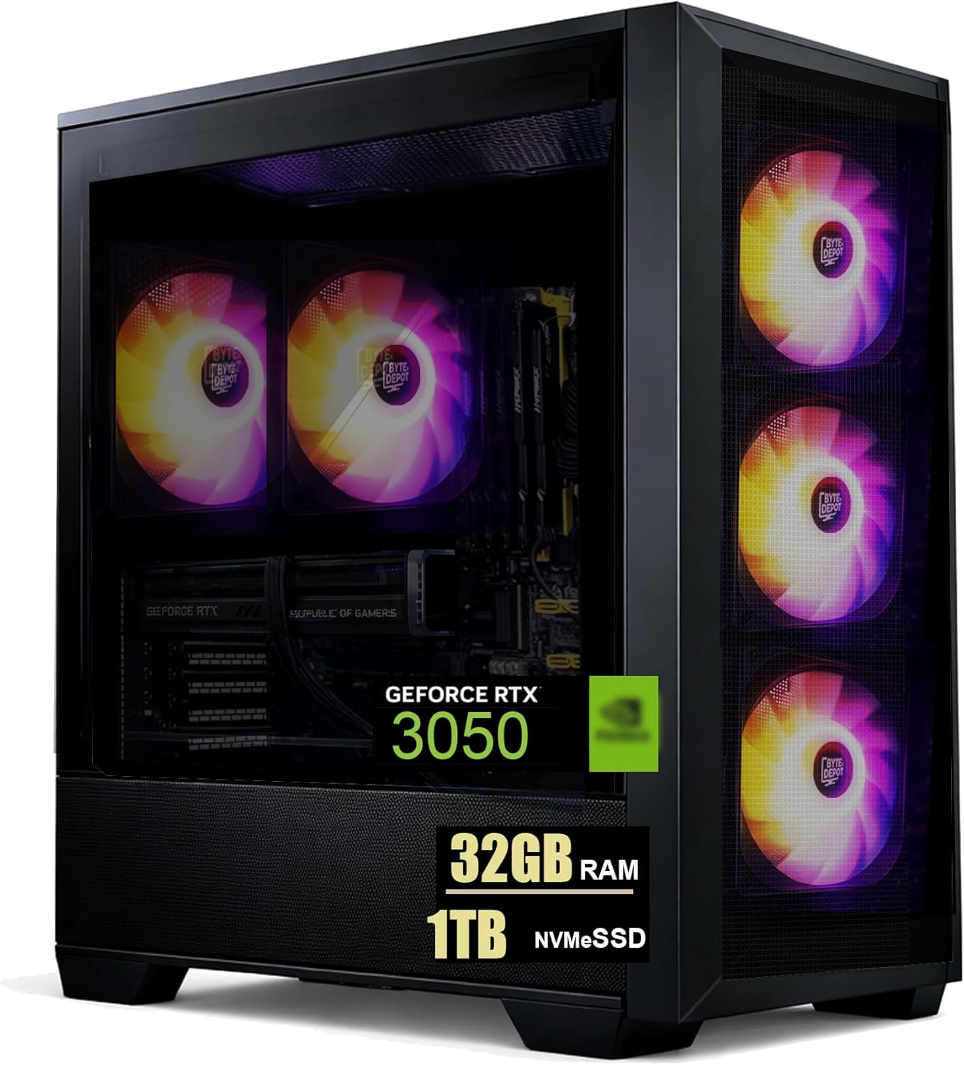 Gamer Master Gaming Desktop PC X1 - Intel Core i7, 32GB RAM, 1TB NVMe M.2 SSD, GeForce RTX 3050 6GB GDDR6, WiFi 6 Ready & Windows 11 Pro