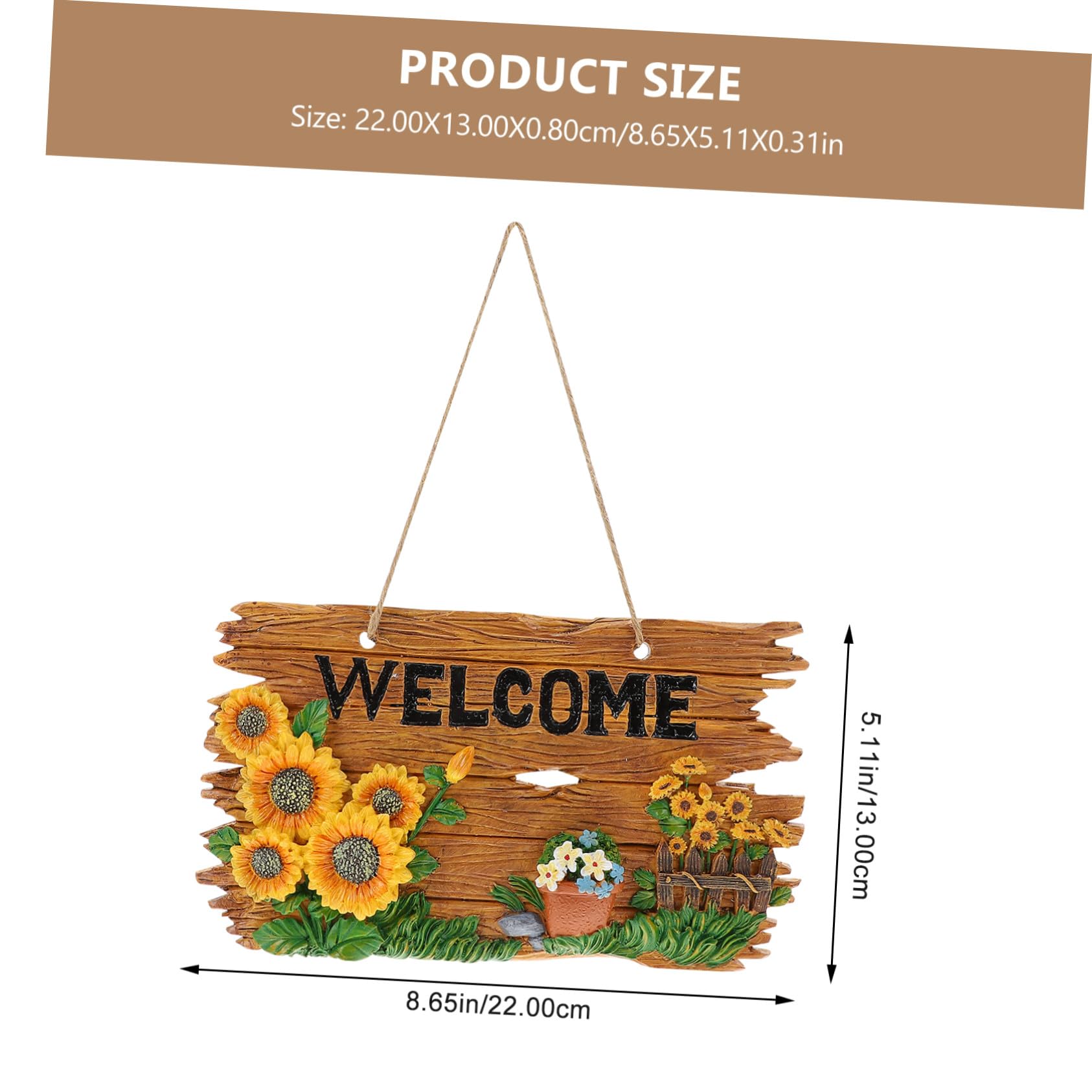 Großes Rustikales Resin Türschild mit Holzmaserung Hängendes Willkommen Schild für Haustür Garten Wohnzimmer Dekoratives Hofstil Accessoire für Weihnachten und Einzug