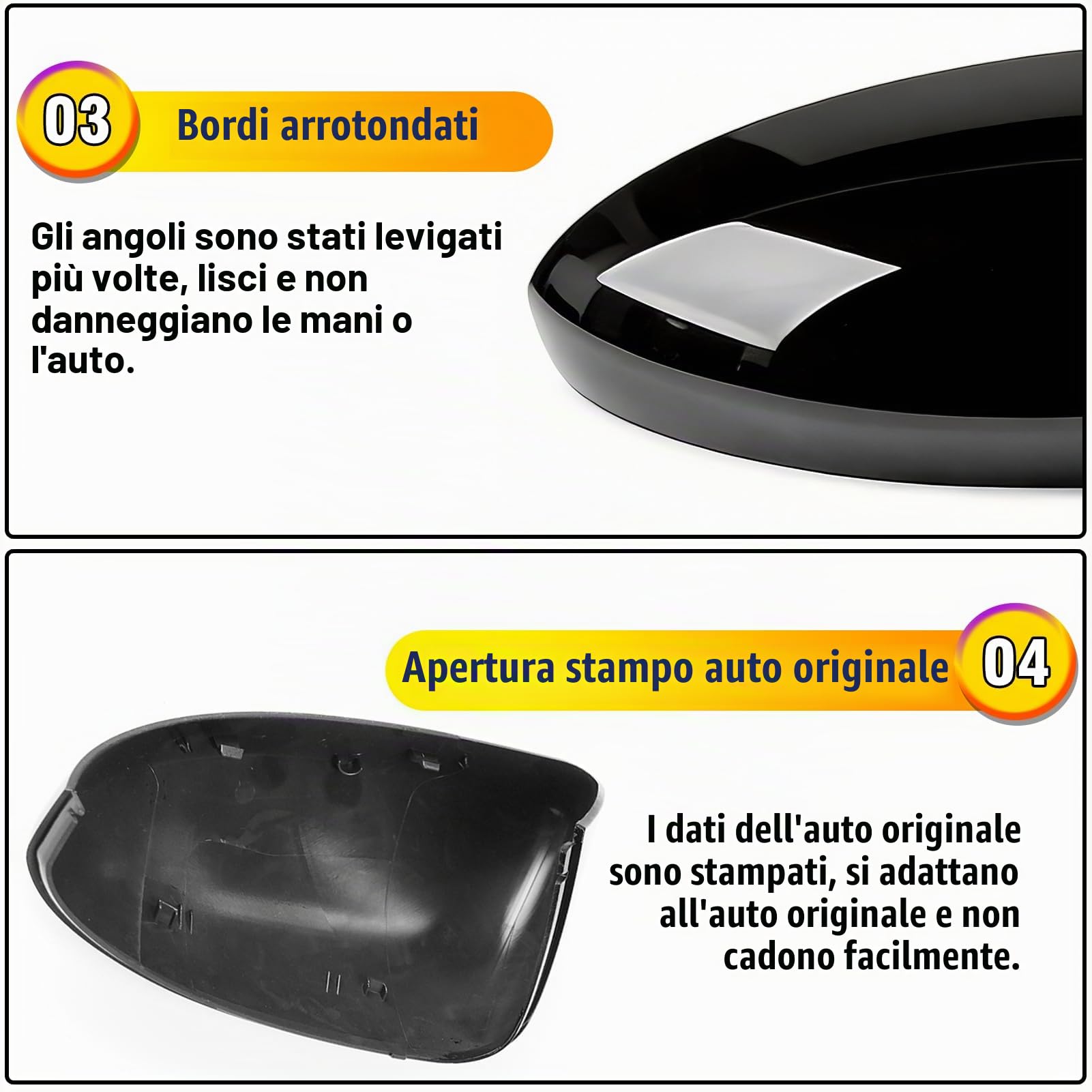 TTCR-II 2PCS Calotte Specchietti Compatibile con Renault Clio MK5 2019-2025 | Sinistra+Destra Calotta Specchietto Clio 5 Tappi Specchietti per Renault Copri Specchietto 963738293R 963749543R-Nero