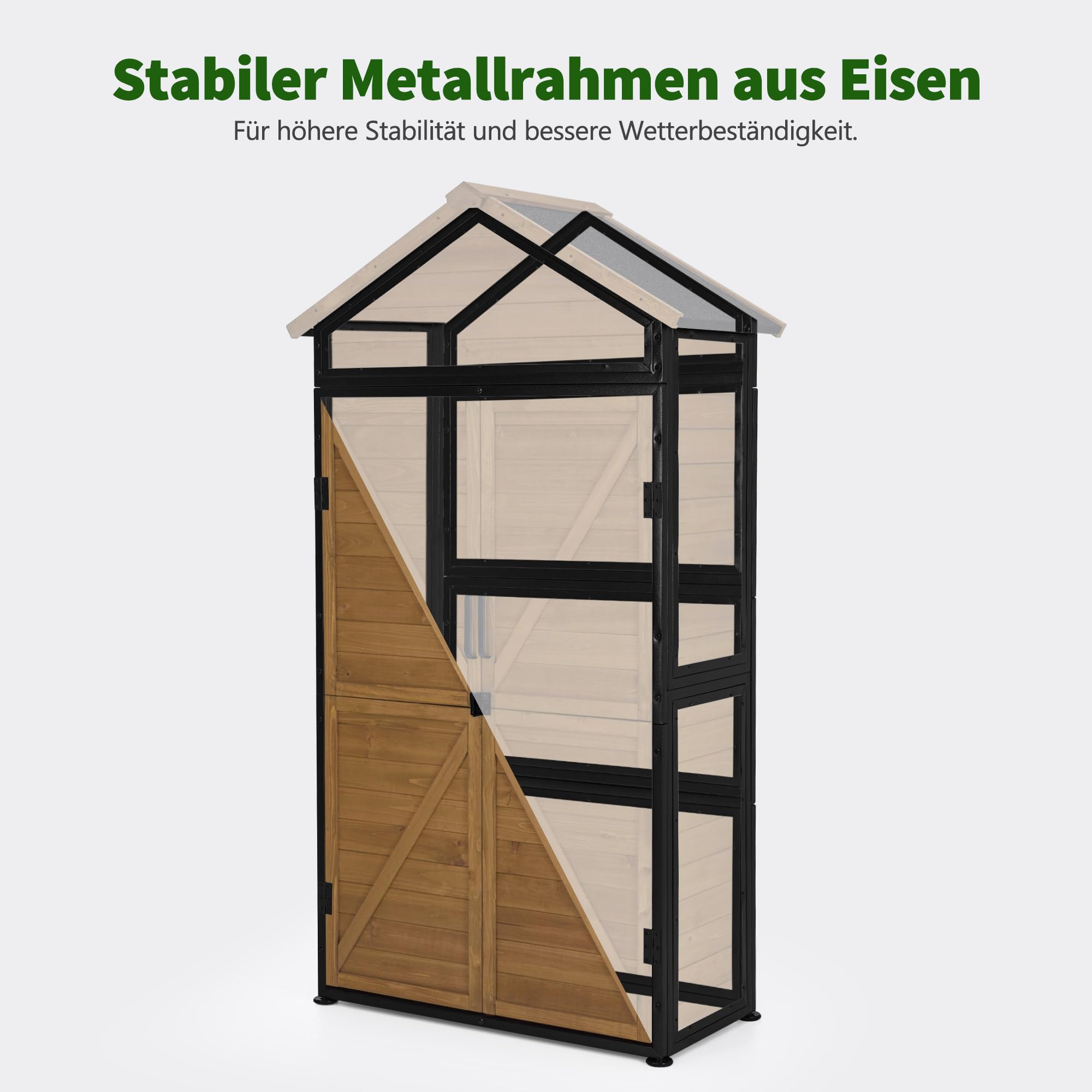 MCombo Armadio da giardino in legno resistente alle intemperie con 2 ripiani mobili 45 x 90 x 165 cm Naturale