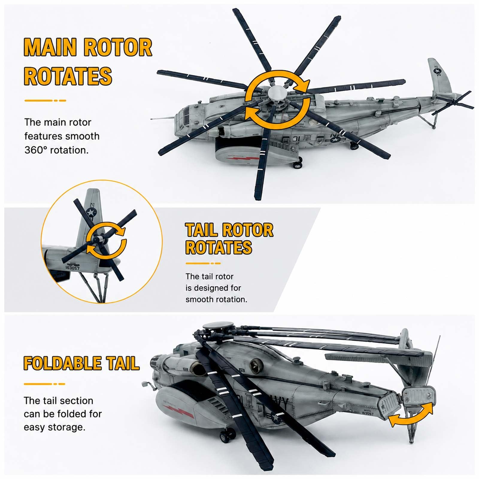 CHICHIYANG Helikopter wojskowy model MH-53E morski smok 1:72 odlewany pod ciśnieniem
