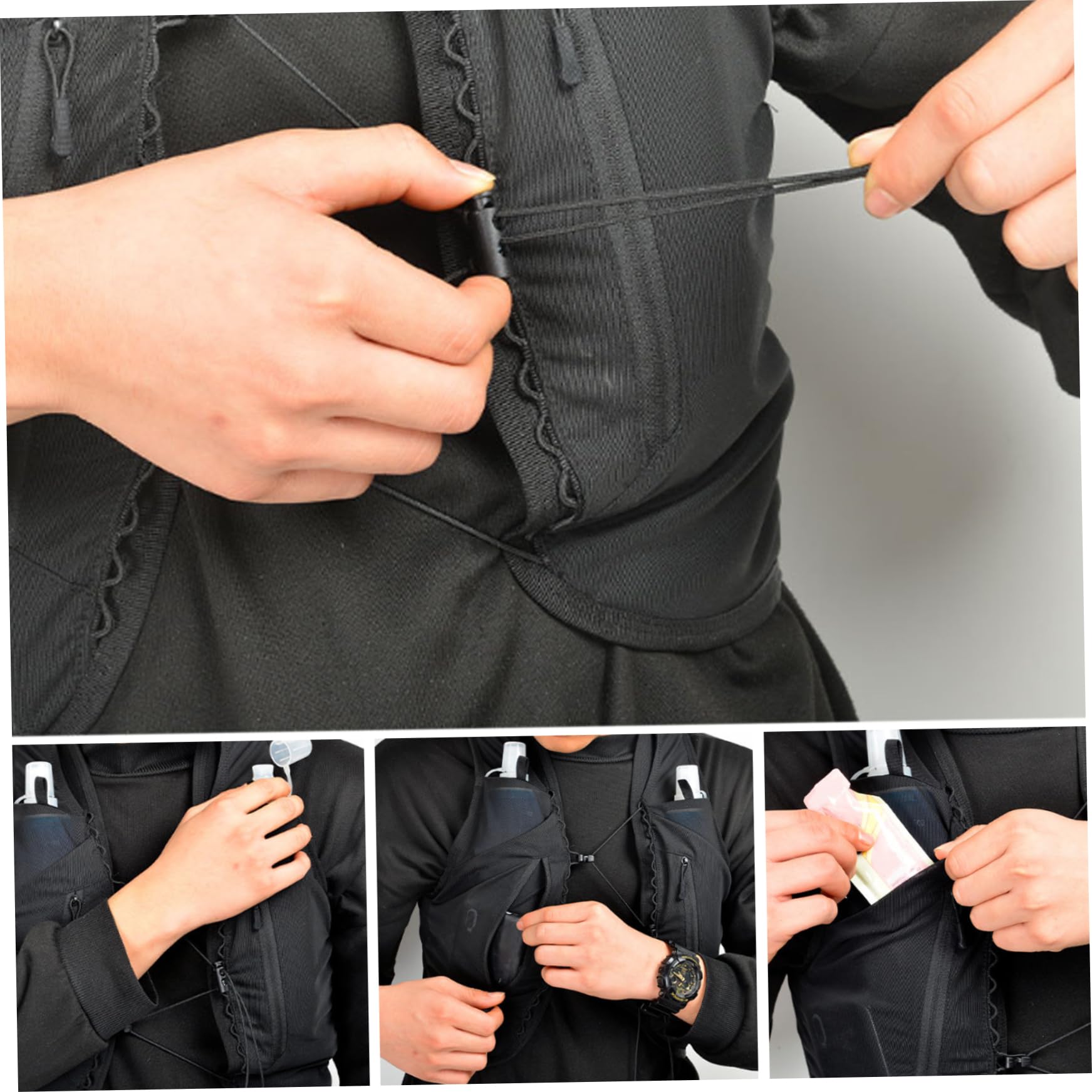 Gilet d'hydratation 12 Poches Gilet d'hydratation de Course capacité Pack Sac à Dos Polyvalent en Polyester pour vélo en Plein air randonnée, S