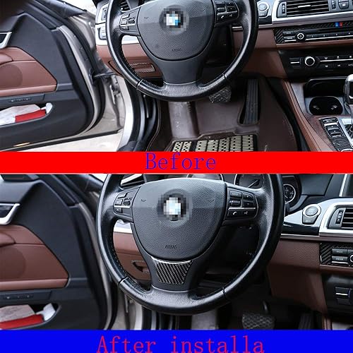 Miniatura 2 de YIWANG - Pegatina de fibra de carbono para el interior del volante, para BMW Serie 5 F10 F18 2011-2017