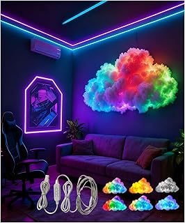 LED Cloud Light with Music Rhythm, 2025 New Cloud Lights for Ceiling,Bedroom,Gaming Room, Music-Sync Dynamic Lighting Effect, Cool Stuff for Boys, For Ceiling Bedroom Office Party (78.7in LED light)