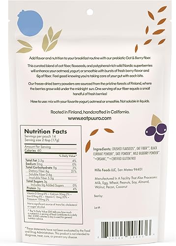 Miniatura 2 de Puuro Polvo de fibra prebiótica para la salud intestinal y el alivio del estreñimiento, 0.23 oz de fibra por porción, fibra soluble e insoluble de