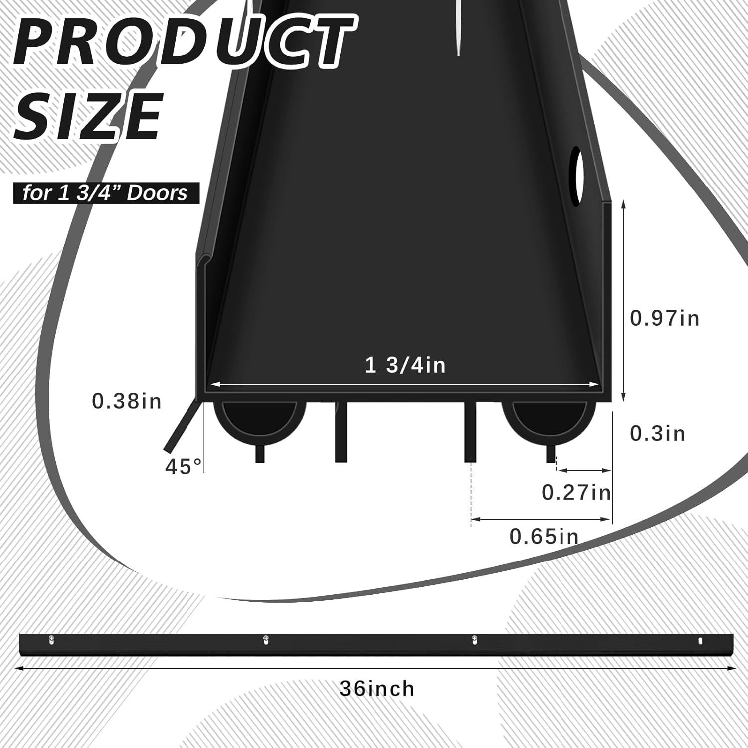 2 Sets Door Sweep Plastic PVC 1 3/4 x 36 Slide on Bottom Exterior Door Seal Strip for Weather Stripping Draft Stopper (Black)