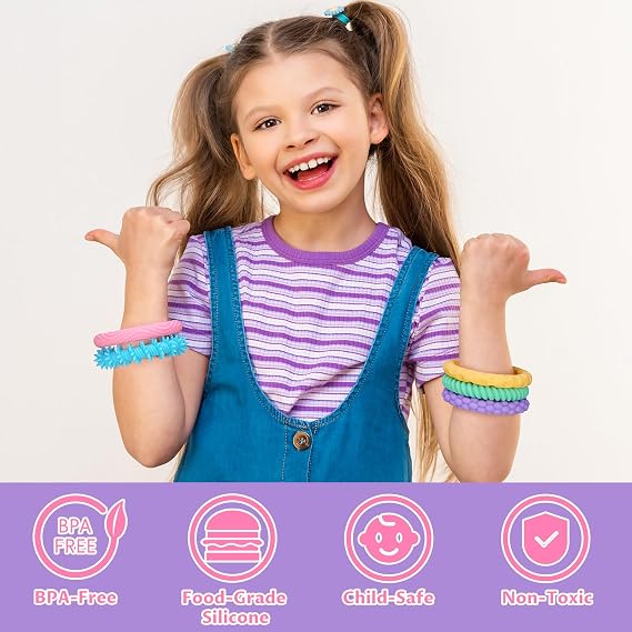 5-Pack Silicone Stretchy Bracelet Fidget Toys, Macaron Colours